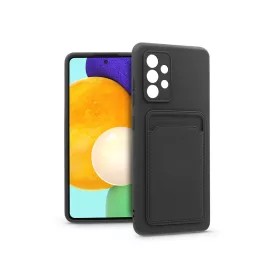   Samsung A525F Galaxy A52 LTE/A526B Galaxy A52 5G szilikon hátlap kártyatartóval - Card Case - fekete