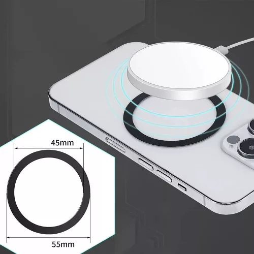 Univerzális mágneses gyűrű MagSafe vezeték nélküli töltőhöz - 1 db/csomag - ezüst (ECO csomagolás)
