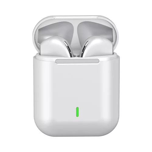 TWS Bluetooth sztereó headset v5.0 + töltőtok - J18 True Wireless Earphones withCharging Case - fehér