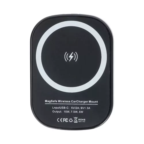 Qi vezeték nélküli, szellőzőrácsba illeszthető autós tartó/gyorstöltő MagSafe   vezeték nélküli funkcióval rendelkező Apple készülékekhez - D10 - fekete