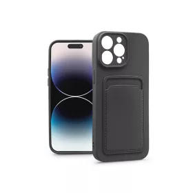   Apple iPhone 14 Pro szilikon hátlap kártyatartóval - Card Case - fekete