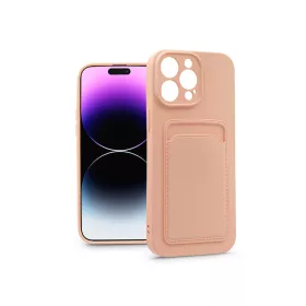   Apple iPhone 14 Pro Max szilikon hátlap kártyatartóval - Card Case - rózsaszín