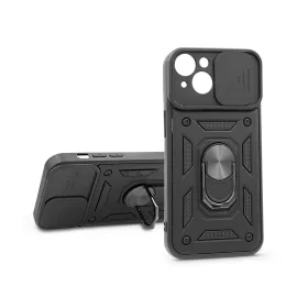   Apple iPhone 14 ütésálló hátlap gyűrűvel és kameravédővel - Slide Armor - fekete