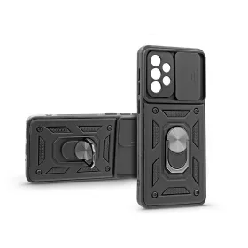   Samsung A336B Galaxy A33 5G ütésálló hátlap gyűrűvel és kameravédővel - Slide   Armor - fekete