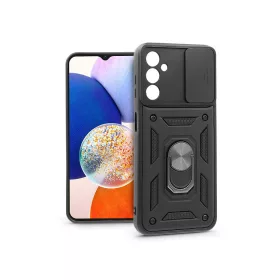  Samsung A145 Galaxy A14 4G/Galaxy A14 5G ütésálló hátlap gyűrűvel és            kameravédővel - Slide Armor - fekete