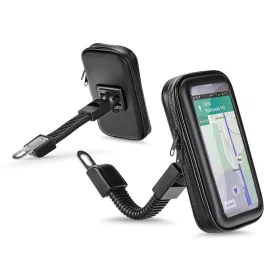   Univerzális kerékpárra/motorkerékpárra szerelhető, por- és cseppálló            telefontartó 6.4-8'' méretű készülékekhez - fekete