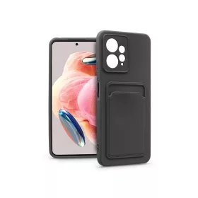   Xiaomi Redmi Note 12 4G szilikon hátlap kártyatartóval - Card Case - fekete