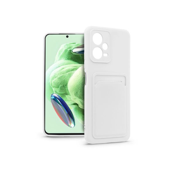 Xiaomi Redmi Note 12 5G/Poco X5 5G szilikon hátlap kártyatartóval - Card Case - fehér