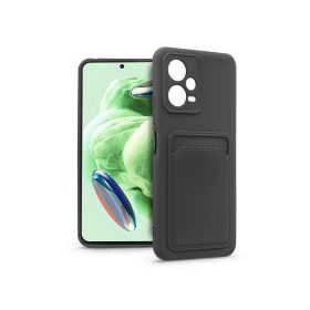  Xiaomi Redmi Note 12 5G/Poco X5 5G szilikon hátlap kártyatartóval - Card Case - fekete