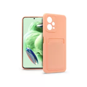   Xiaomi Redmi Note 12 5G/Poco X5 5G szilikon hátlap kártyatartóval - Card Case - rózsaszín