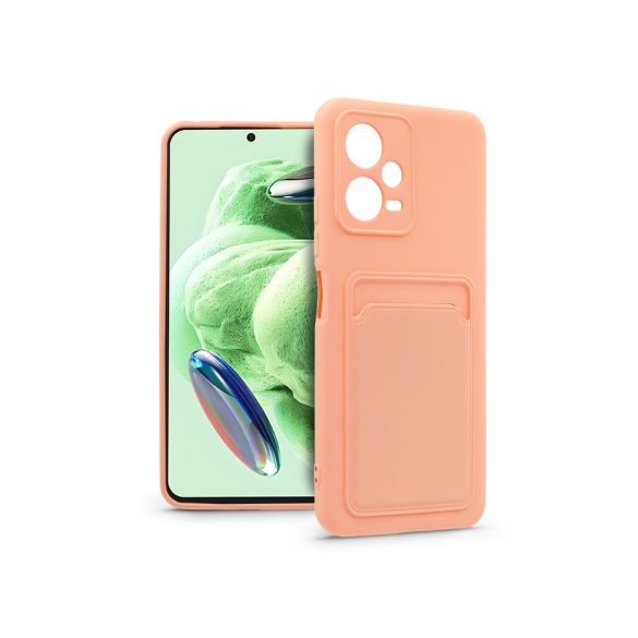 Xiaomi Redmi Note 12 5G/Poco X5 5G szilikon hátlap kártyatartóval - Card Case - rózsaszín