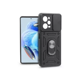   Xiaomi Redmi Note 12 Pro 5G/Poco X5 Pro 5G ütésálló hátlap gyűrűvel és          kameravédővel - Slide Armor - fekete