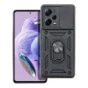 Xiaomi Redmi Note 12 Pro 5G/Poco X5 Pro 5G ütésálló hátlap gyűrűvel és          kameravédővel - Slide Armor - fekete