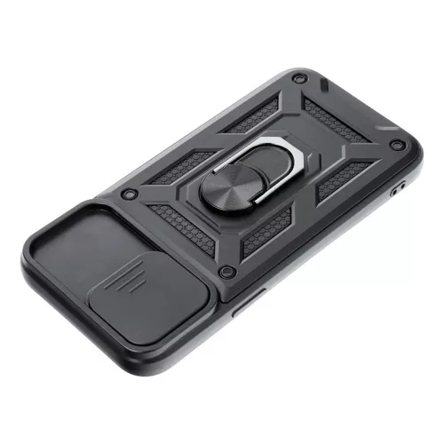 Xiaomi Redmi Note 12 Pro 5G/Poco X5 Pro 5G ütésálló hátlap gyűrűvel és          kameravédővel - Slide Armor - fekete