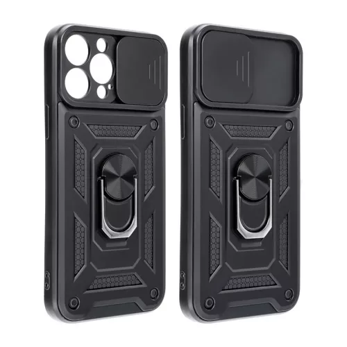 Xiaomi Redmi Note 12 Pro 5G/Poco X5 Pro 5G ütésálló hátlap gyűrűvel és          kameravédővel - Slide Armor - fekete