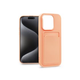   Apple iPhone 15 Pro szilikon hátlap kártyatartóval - Card Case - rózsaszín