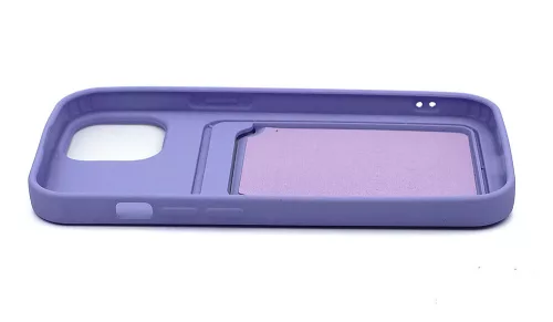 Apple iPhone 15 szilikon hátlap kártyatartóval - Card Case - lila