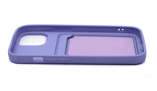 Apple iPhone 15 Pro szilikon hátlap kártyatartóval - Card Case - lila
