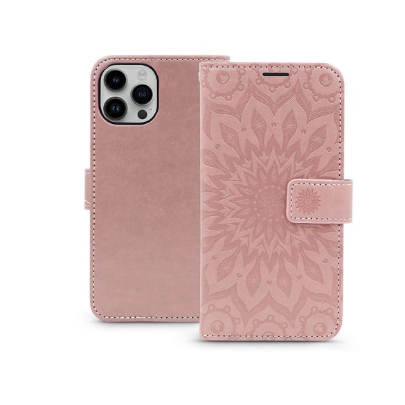 Mezzo Book Flip bőrtok - Apple iPhone 15 Pro - rose gold