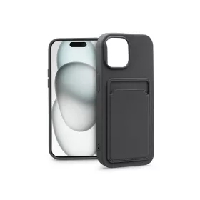   Apple iPhone 15 szilikon hátlap kártyatartóval - Card Case - fekete