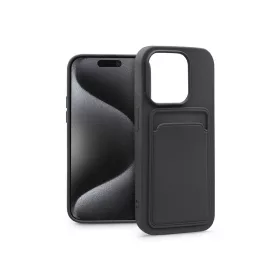   Apple iPhone 15 Pro szilikon hátlap kártyatartóval - Card Case - fekete