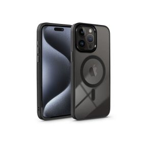   Apple iPhone 15 Pro Max szilikon hátlap - Edge Mag Cover - fekete/átlátszó