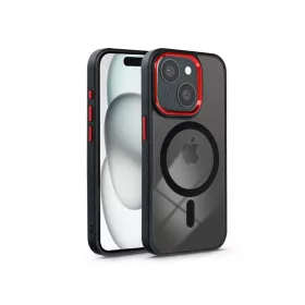   Apple iPhone 15 szilikon hátlap - Edge Mag Cover - fekete/piros/átlátszó