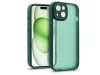 Apple iPhone 15 Plus hátlap kameravédő peremmel, lencsevédő üveggel - Variete - sötétzöld