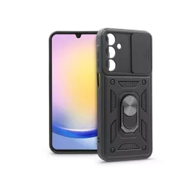   Samsung Galaxy A25 5G ütésálló hátlap gyűrűvel és kameravédővel - Slide Armor - fekete