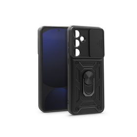   Haffner Slide Armor kameravédős ütésálló tok gyűrűvel - Samsung SM-S721 Galaxy S24 FE - fekete