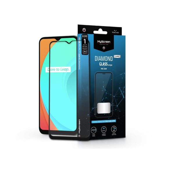 Realme C11/C12/C21 edzett üveg képernyővédő fólia - MyScreen Protector Diamond Glass Lite Edge2.5D Full Glue - fekete