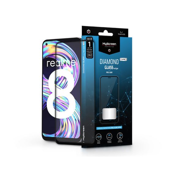 Realme 8/8 Pro edzett üveg képernyővédő fólia - MyScreen Protector Diamond GlassLite Edge2.5D Full Glue - fekete