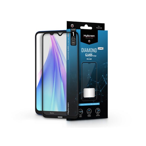 Xiaomi Redmi Note 8T edzett üveg képernyővédő fólia - MyScreen Protector DiamondGlass Lite Edge2.5D Full Glue - fekete