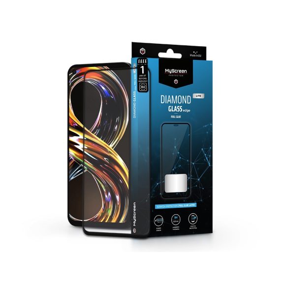Realme 8i/6 Pro edzett üveg képernyővédő fólia - MyScreen Protector Diamond     Glass Lite Edge2.5D Full Glue - fekete