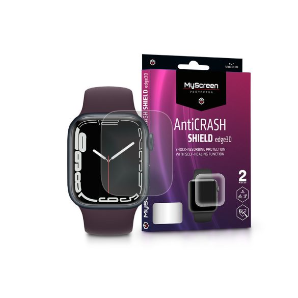 Apple Watch Series 7/Series 8 (41 mm) ütésálló képernyővédő fólia - MyScreen    Protector AntiCrash Shield Edge3D - 2 db/csomag - átlátszó