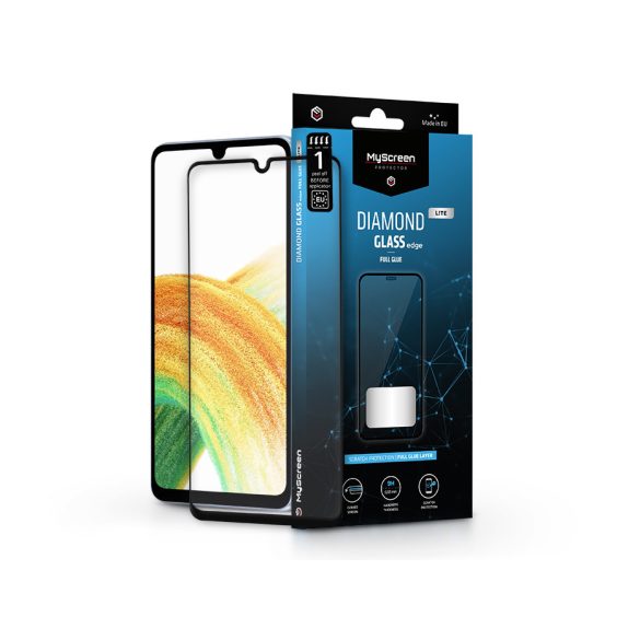 Samsung A336B Galaxy A33 5G edzett üveg képernyővédő fólia - MyScreen Protector Diamond Glass Lite Edge2.5D Full Glue - fekete