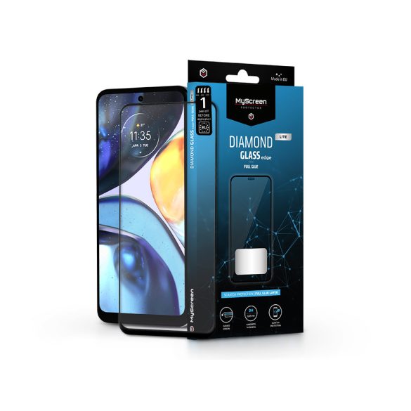 Motorola Moto G22 edzett üveg képernyővédő fólia - MyScreen Protector Diamond   Glass Lite Edge2.5D Full Glue - fekete