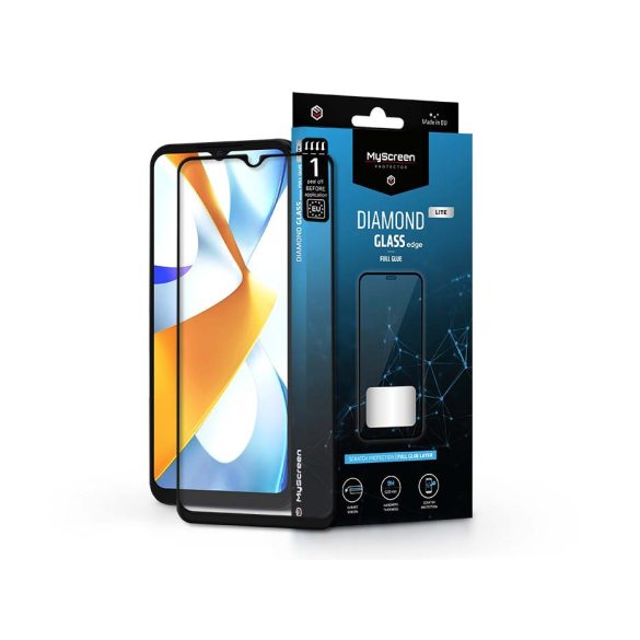 Xiaomi Poco C40 edzett üveg képernyővédő fólia - MyScreen Protector Diamond Glass Lite Edge2.5D Full Glue - fekete