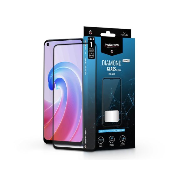 Oppo A96 edzett üveg képernyővédő fólia - MyScreen Protector Diamond Glass Lite Edge2.5D Full Glue - fekete