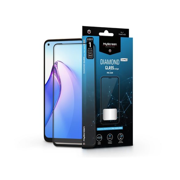 Oppo Reno8 5G rugalmas edzett üveg képernyővédő fólia - MyScreen Protector Diamond Glass Lite Edge2.5D Full Glue - fekete