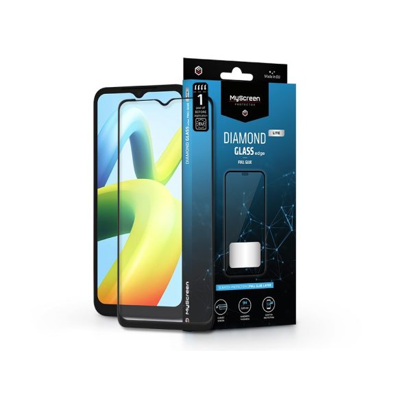 Xiaomi Redmi A1 edzett üveg képernyővédő fólia - MyScreen Protector Diamond Glass Lite Edge2.5D Full Glue - fekete