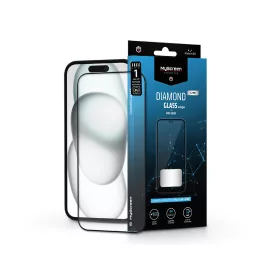   Apple iPhone 15/15 Pro edzett üveg képernyővédő fólia - MyScreen Protector      Diamond Glass Lite Edge2.5D Full Glue - fekete