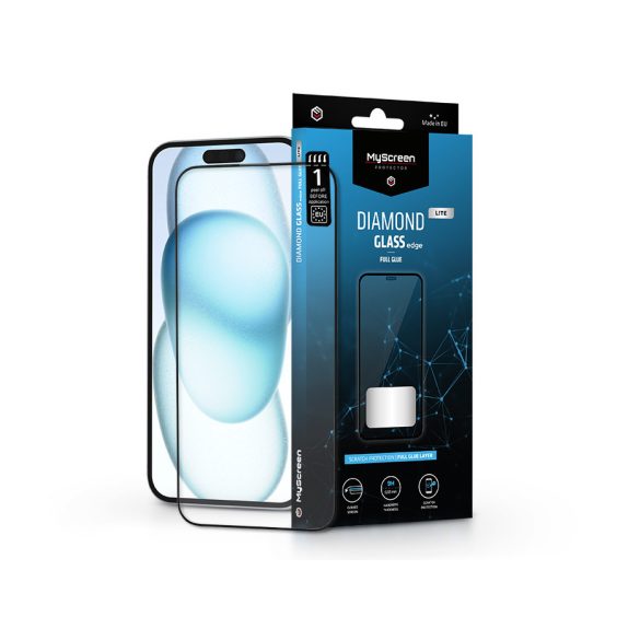 Apple iPhone 15 Plus/15 Pro Max edzett üveg képernyővédő fólia - MyScreen       Protector Diamond Glass Lite Edge2.5D Full Glue - fekete