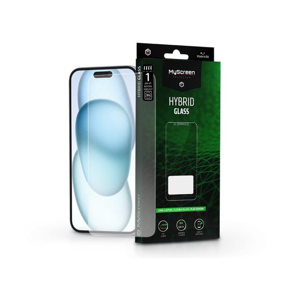 Apple iPhone 15 Plus/15 Pro Max rugalmas üveg képernyővédő fólia - MyScreen     Protector Hybrid Glass Green - átlátszó