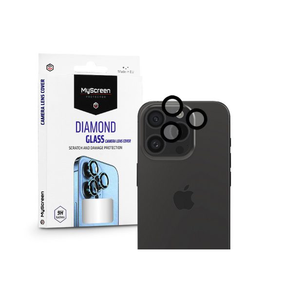 MyScreen Protector Diamond Glass hátsó kameralencse védő edzett üveg - Apple    iPhone 15 Pro/15 Pro Max - fekete