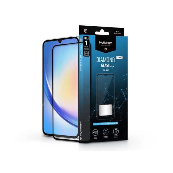 Samsung Galaxy A35 edzett üveg képernyővédő fólia - MyScreen Protector Diamond  Glass Lite Edge2.5D Full Glue - fekete