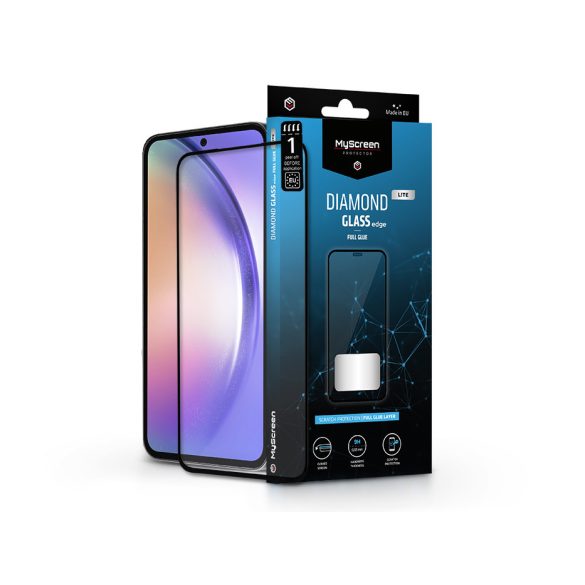 Samsung Galaxy A55 edzett üveg képernyővédő fólia - MyScreen Protector Diamond  Glass Lite Edge2.5D Full Glue - fekete