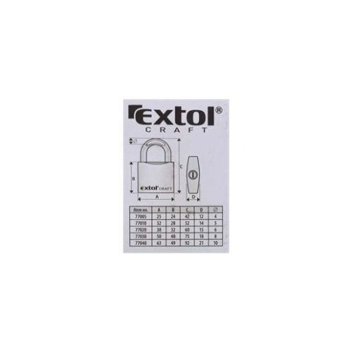 Extol Craft 77010 lakat, vas, 3 kulccsal, 32mm
