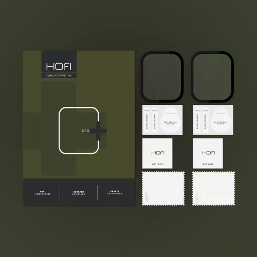 HOFI Hybrid Pro+ Glass - Apple Watch Series 7 / 8 / 9 (41 mm) üvegfólia - 2 db/cs - fekete