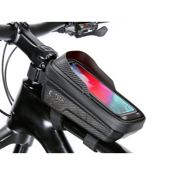 Univerzális kerékpárra szerelhető, por- és cseppálló telefontartó táska - Tech-Protect V2 Bike Mount M Size - fekete